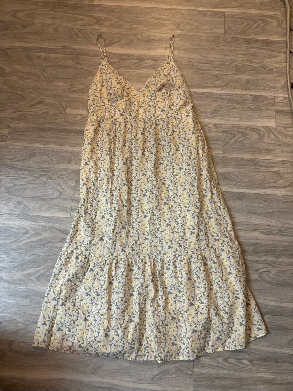 Universal Thread Yellow Floral Maxi Slip Dress with Spaghetti Straps